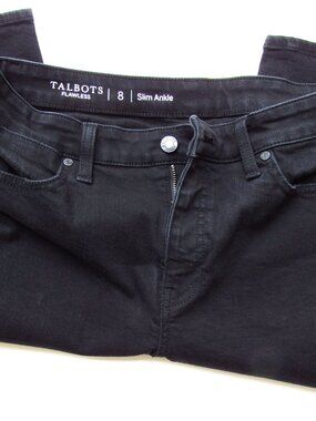 Talbots Flawless Slim Ankle Jeans Size 8 BLACK